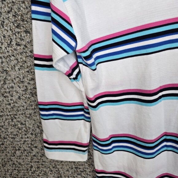 T by Talbots Top Womens XS Blue Striped Scoop‎ Neck Oversized Tee Casual Ladies - Picture 3 of 7